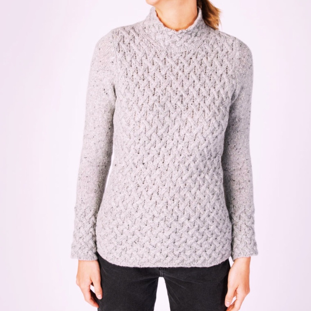 Lavender Skyline Grey Wool Cashmere Cable Knit Trellis Sweater Brand New w/Tags - Picture 8 of 14